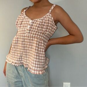 Cute pink checkered babydoll top